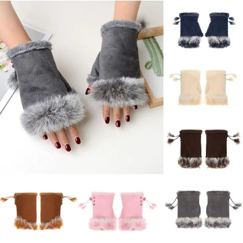 Women's Plush Fingerless Gloves – Warm Winter Wrist Mittens Fingerless Winter Gloves Richie's