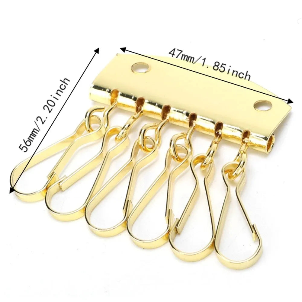 6-Hook Key Row Organizer Clasp – Gold & Bronze DIY Leather Keychain Hardware Richie's