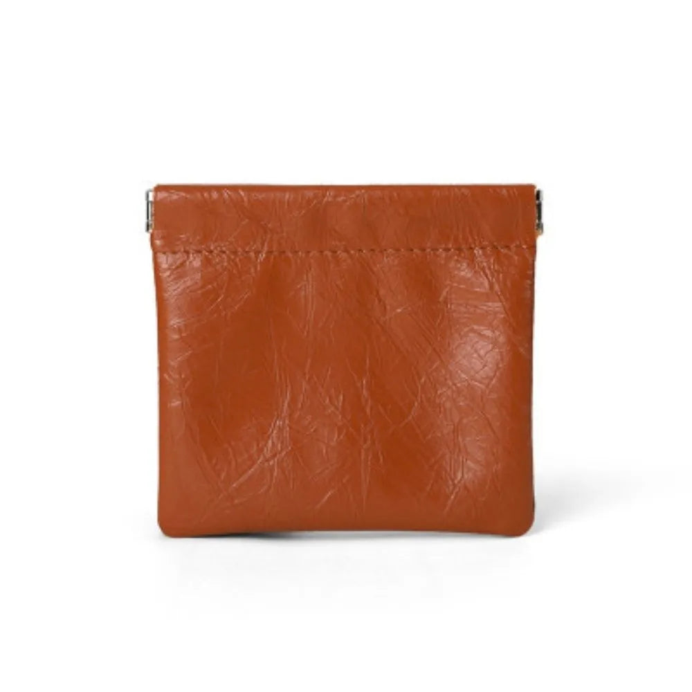 Waterproof PU Leather Coin Purse – Auto-Closure Mini Bag Coin Purse Richie's Small Brown