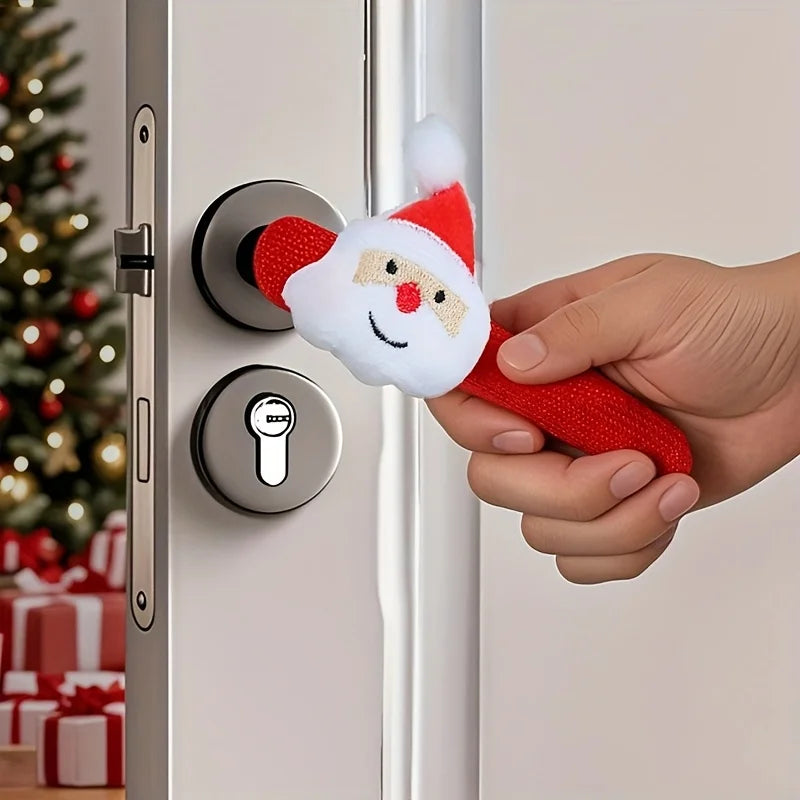 Santa Claus Door Handle Covers | Christmas Glove Decorations Christmas Door Decoration Richie's