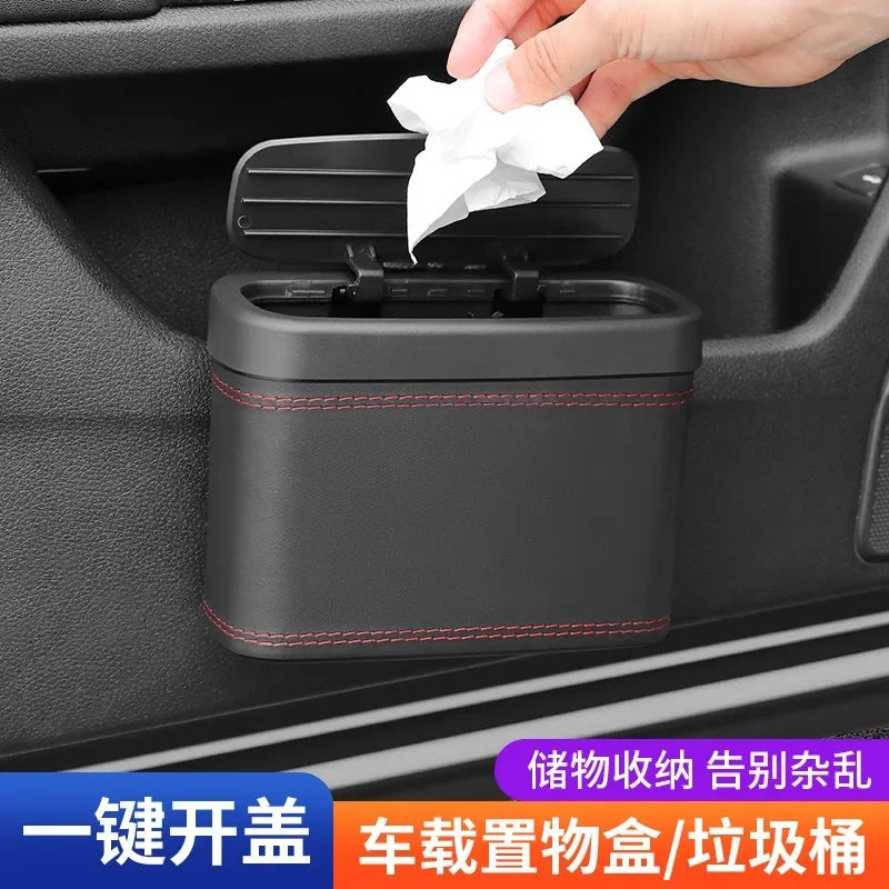 Hanging Car Trash Bin Square PU Leather Waterproof Waste Can Car Trash Bin Richie's
