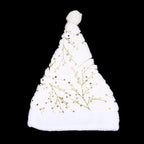 White Plush Santa Hat Gold Silver Sequin Snowflake Christmas Cap Christmas Santa Hat Richie's Golden Branch One Size