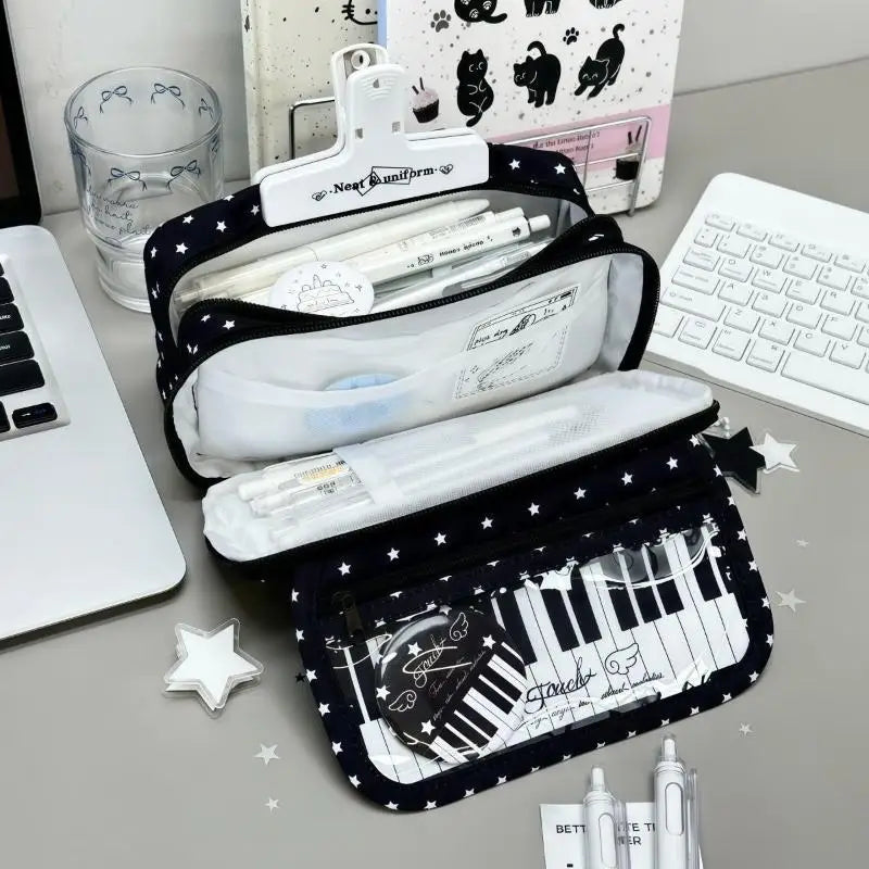 Piano Keyboard Pencil Case – Large Capacity, 3 Compartments Pencil Case Richie's