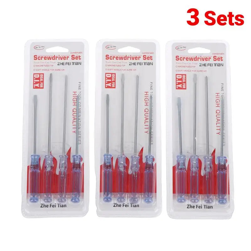 4-Piece Precision Screwdriver Set – Slotted & Cross Blue Handle Precision Screwdriver Set Richie's 3Set