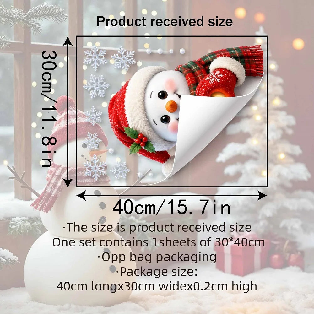 Christmas Snowman Heart Window Sticker – Reusable Glass Decal Christmas Window Sticker Richie's 1pc