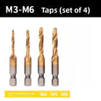 HSS Titanium Tap Drill Bit All-in-One Machining Tool Set 1–6pc Tap Drill Bit Set Richie's M3-4-5-6