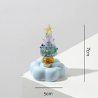 Glass Christmas Tree Figurine with Rotating Ceramic Base | Mini Christmas Figurine Richie's Purple And Teal