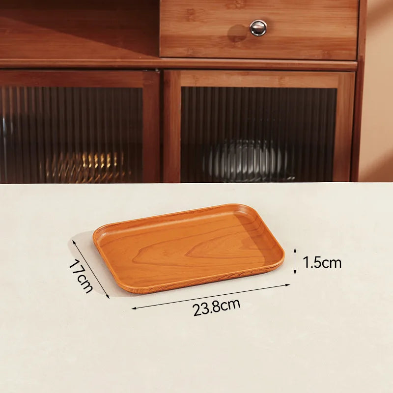 Wood Grain PP Plastic Serving Tray – Tea, Coffee & Food Serving Tray Richie's 23.8x17x1.5cm