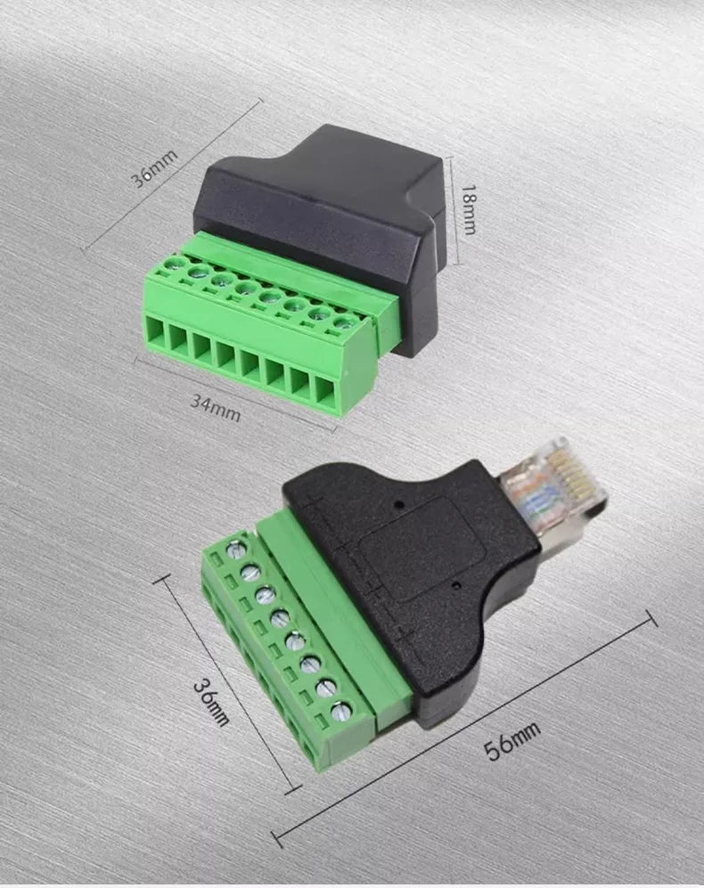 RJ45 to 8-Pin Screw Terminal Block Connector for CCTV DVR Network Terminal Adapter Richie's