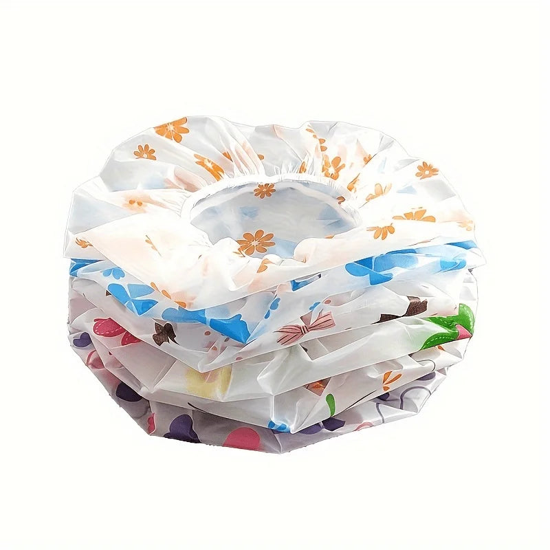 Adjustable Printed Shower Caps Reusable 5/10 Pack – Elastic Band Shower Cap Set Richie's