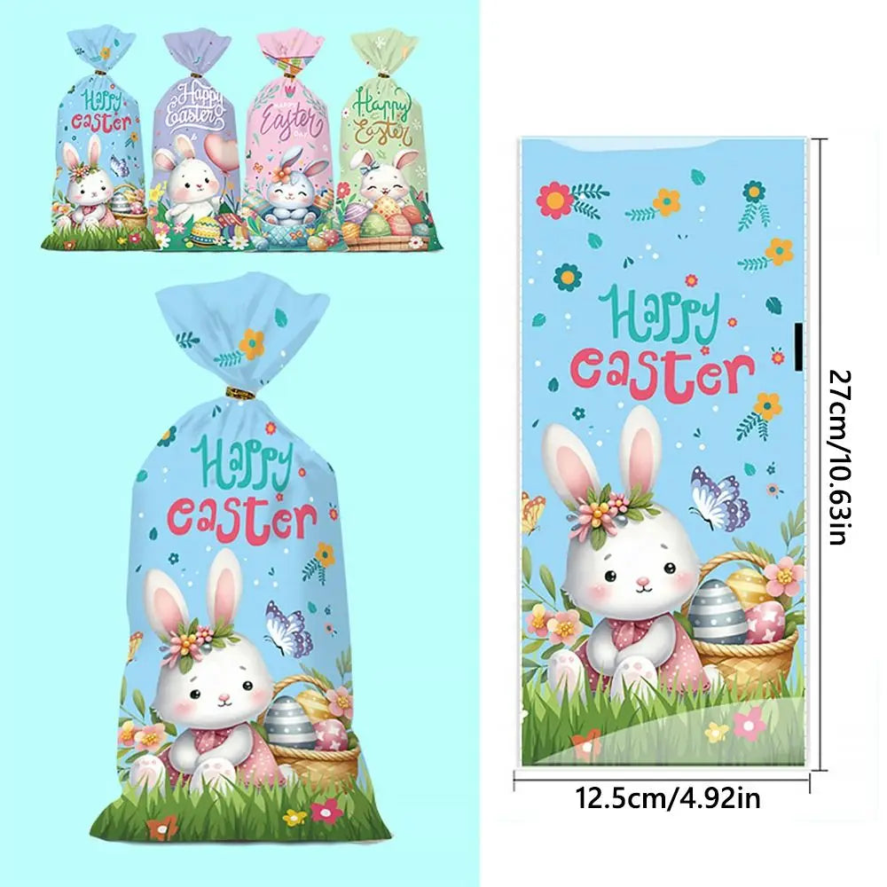 50PCS Easter Gift Bags – Multicolor Rabbit Candy & Cookie Pouches Easter Party Bags Richie's