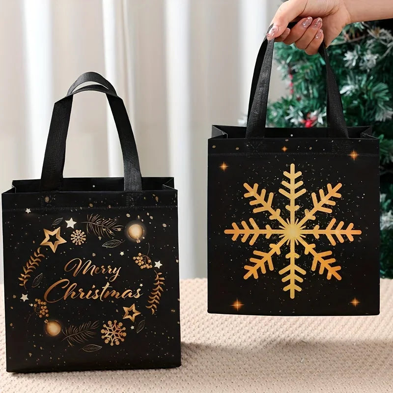 Black Gold Christmas Tote Bags Set of 4 | Xmas Gift Bags Christmas Gift Bags Richie's