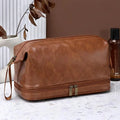 Leather Hanging Dopp Kit Toiletry Bag for Men & Women Hanging Toiletry Bag Richie's brown