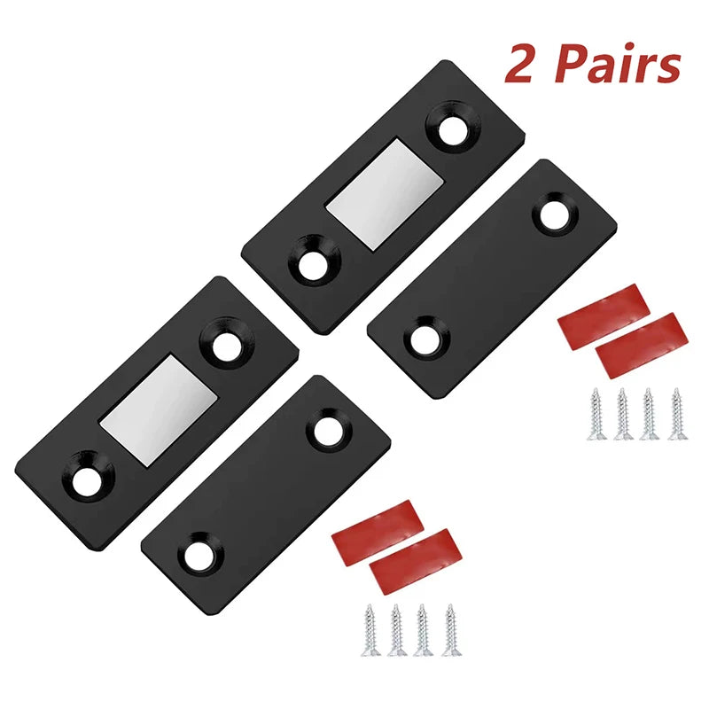 Ultra-Thin Magnetic Cabinet Catches – 2 Pairs Adhesive Door Stops Cabinet Magnetic Catch Richie's Black