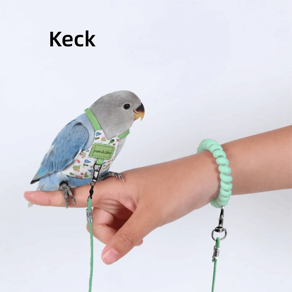 Adjustable Breathable Parrot Flight Harness & Walking Leash Bird Flight Harness Richie's Green-Style6