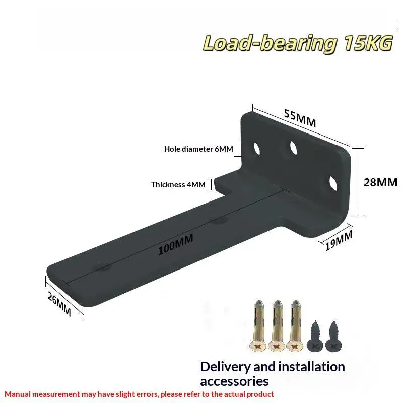 L-Shape Metal Shelf Brackets Wall Mount Support Rack with Screws Metal Shelf Bracket Richie's Black 26x100mm