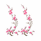 Cherry Blossom Iron-On Embroidery Patches – 2Pcs Floral Appliqué Embroidery Iron-On Patch Richie's Pink