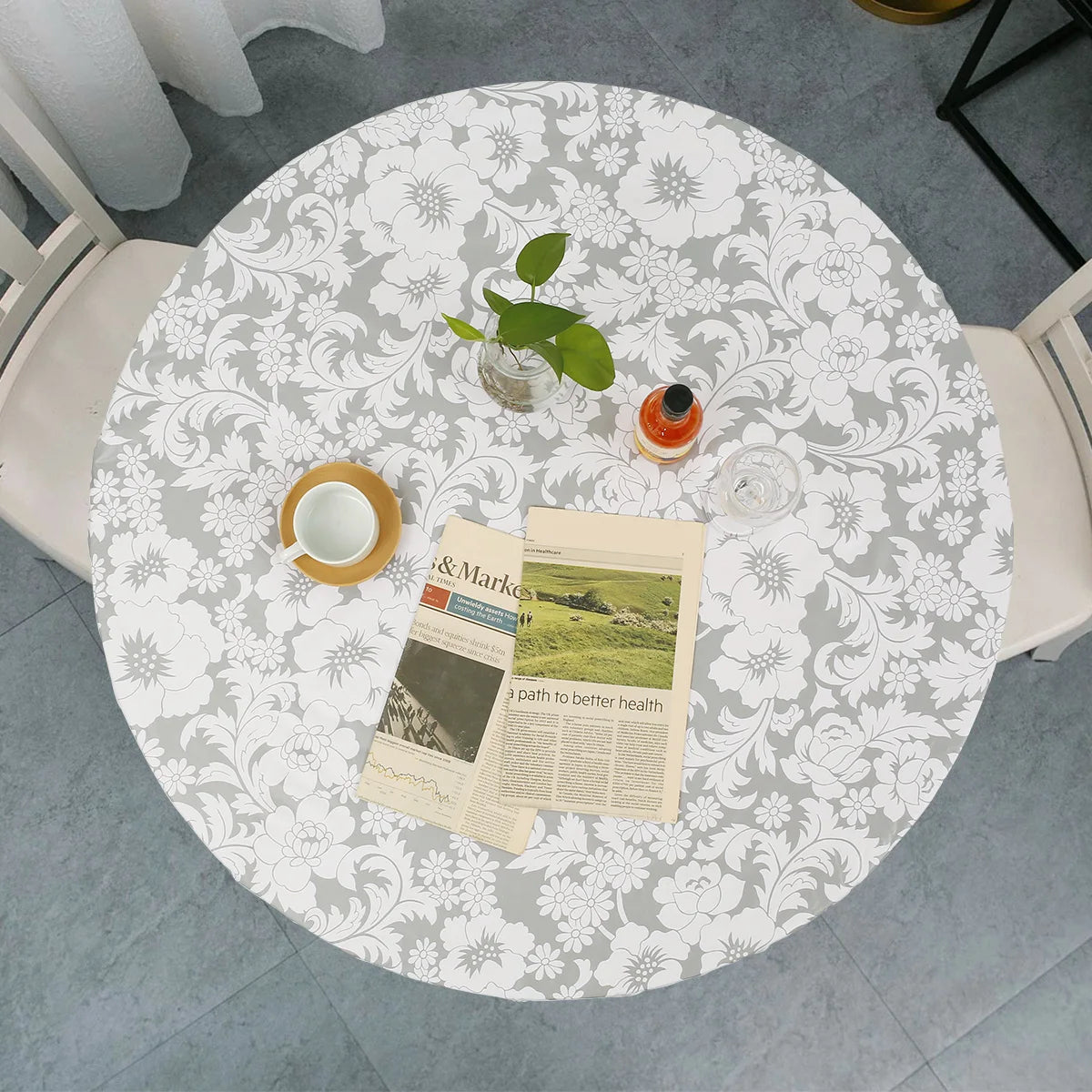 Waterproof Round PVC Tablecloth with Elastic Edge & Flannel Back Round Tablecloth Richie's