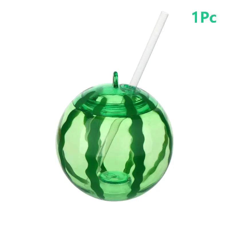 Fruit Shaped Cups with Straw – Orange & Watermelon | 1 or 3 Pack Novelty Drinking Cup Richie's 1Pcs watermelon