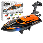 HXJRC HJ812 2.4G RC Speedboat 25km/h Waterproof LED Lights RC Racing Speedboat Richie's Orange