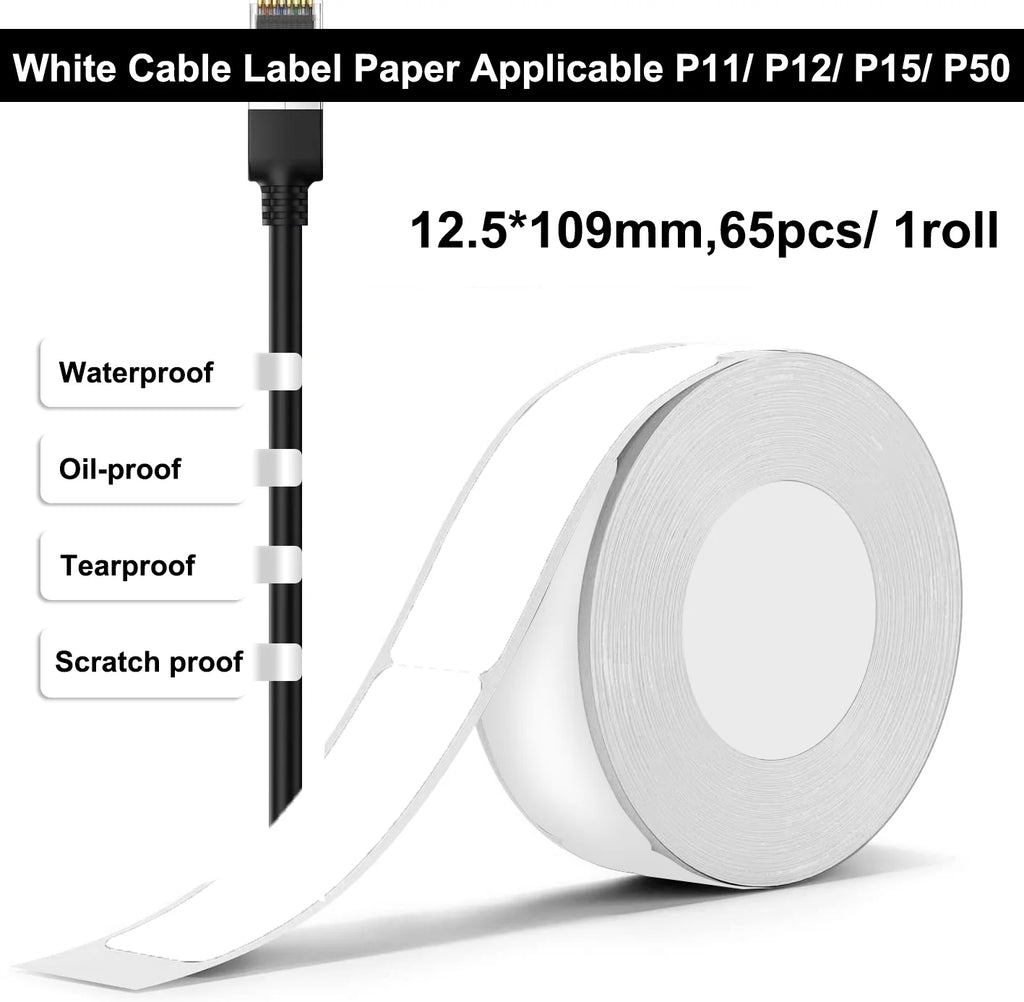Marklife P15 Thermal Label Paper Roll – Self-Adhesive Stickers Thermal Label Paper Richie's White Cable