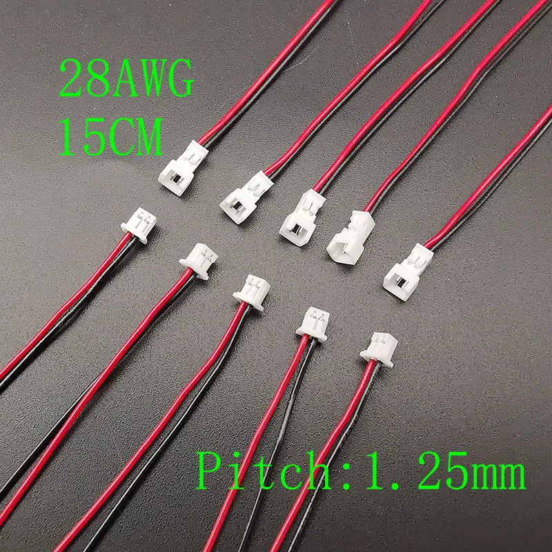 JST 2-Pin Connector Male Female – 1.25mm, 2.0mm & 2.54mm Pitch Wire Plug Connector Richie's Pitch 1.25mm 2Pin 10Pairs|Male Female