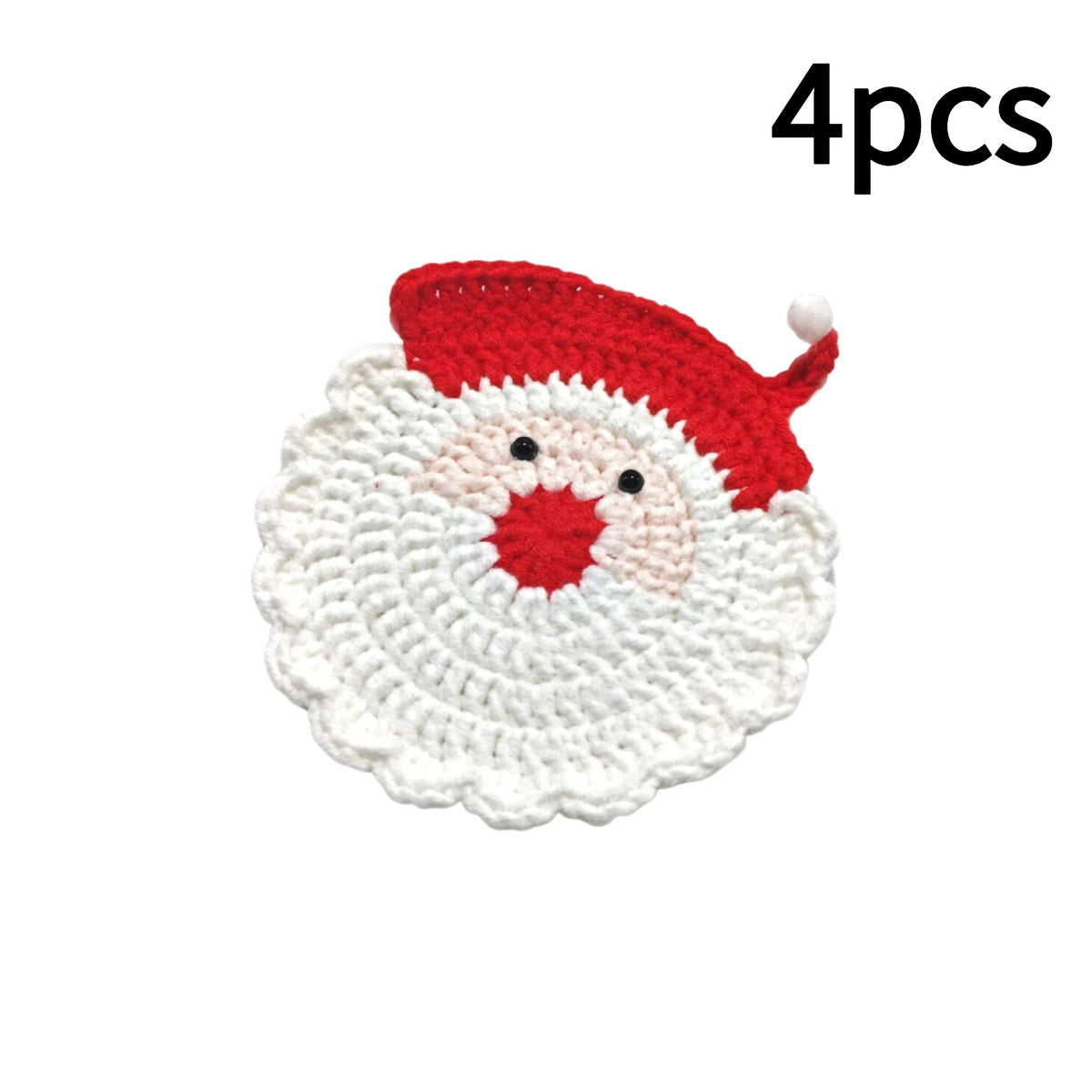 Handmade Crochet Santa Claus Coaster – Christmas Table Decor Christmas Crochet Coaster Richie's 4pcs-1 set