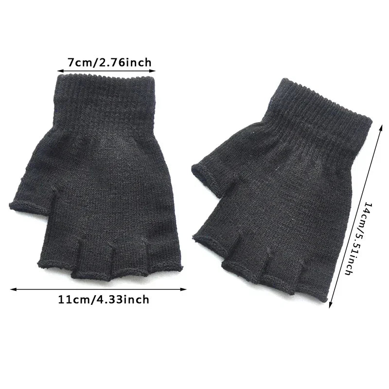 Kids Fingerless Knit Gloves – Stretchy Half-Finger Winter Mittens Kids Winter Gloves Richie's