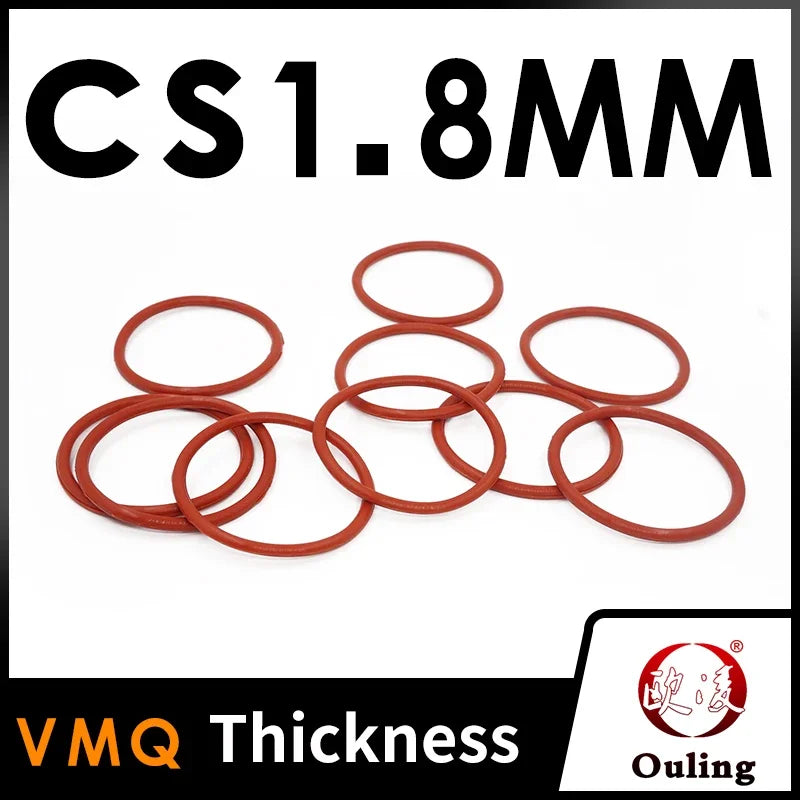 Red VMQ Silicone O-Rings 1.8mm CS Seals Gasket Washers Silicone O-Rings Richie's