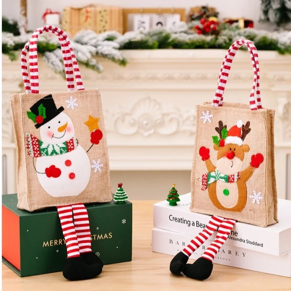 Linen Christmas Gift Bags – Santa Snowman Xmas Designs Christmas Gift Bag Richie's