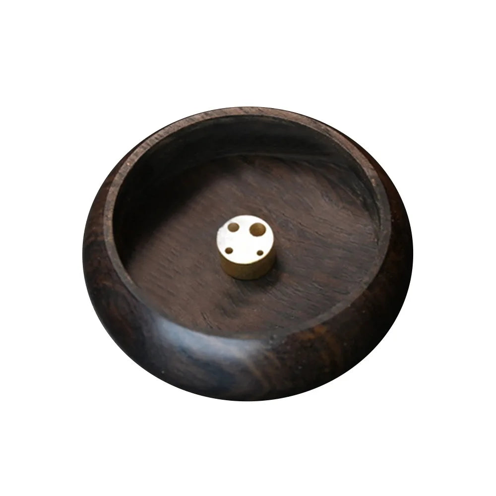 Wooden Incense Holder Bowl Heart Sutra Carved Mini Censer Incense Holder Richie's glossy-coffee
