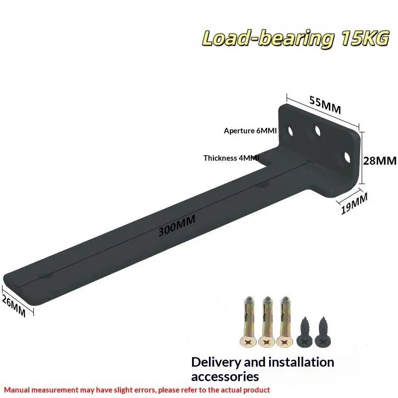 L-Shape Metal Shelf Brackets Wall Mount Support Rack with Screws Metal Shelf Bracket Richie's Black 26x300mm