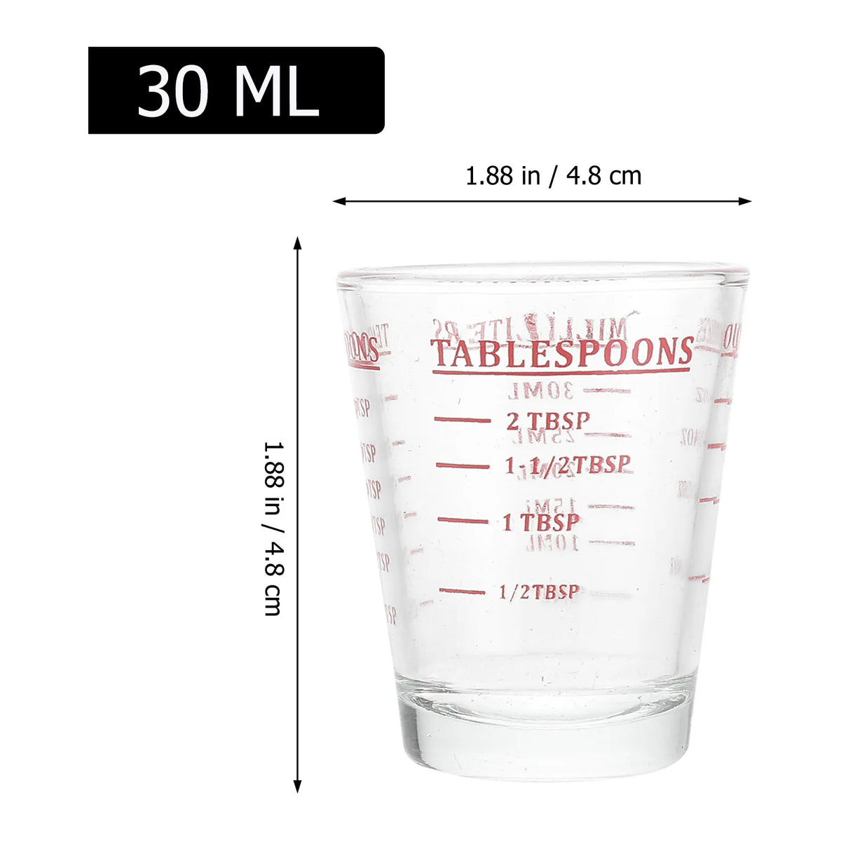 30ml Heavyweight Glass Measuring Cup – Bar, Baking & Kitchen Glass Measuring Cup Richie's Transparent