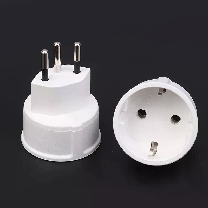 Swiss to EU French Plug Adapter 3-Pin to 2-Pin Converter – White Plug Adapter Converter Richie's