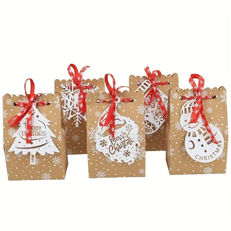 12 Christmas Kraft Paper Gift Bags with Tags & Ribbon Christmas Gift Bags Richie's