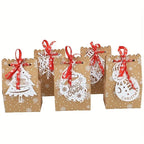 12 Christmas Kraft Paper Gift Bags with Tags & Ribbon Christmas Gift Bags Richie's