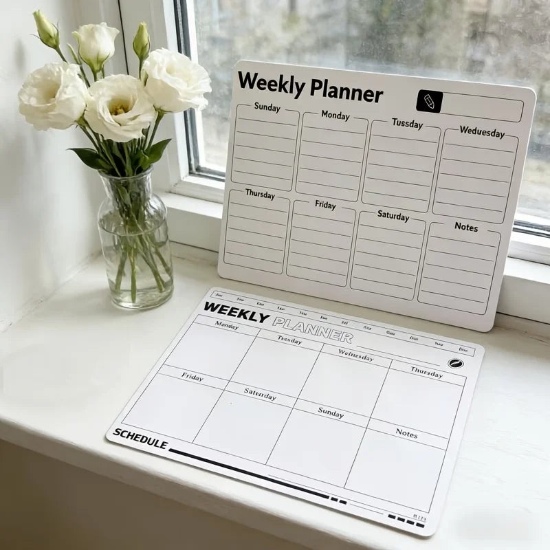 Reusable Magnetic Weekly Planner Whiteboard for Fridge – 2 Pack Magnetic Whiteboard Planner Richie's