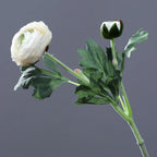 2-Head Artificial Silk Peony Flower Stem – Realistic Faux Bloom Artificial Silk Flower Richie's White