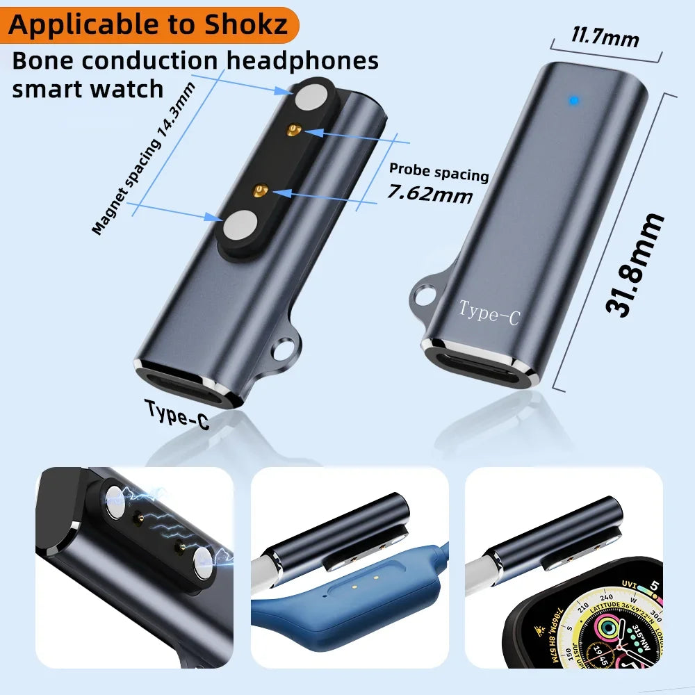 USB-C Magnetic Charging Adapter for Shokz Headsets – 2-Pin/4-Pin Charging Adapter Richie's Type-C to 762 2