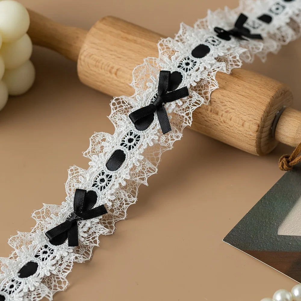 1 Yard Pleated Bow Lace Trim Ribbon – Handmade Fabric DIY Lace Trim Ribbon Richie's Color1 L