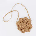 Handmade Woven Rattan Round Crossbody Bag – Boho Beach Bag Rattan Crossbody Bag Richie's brown