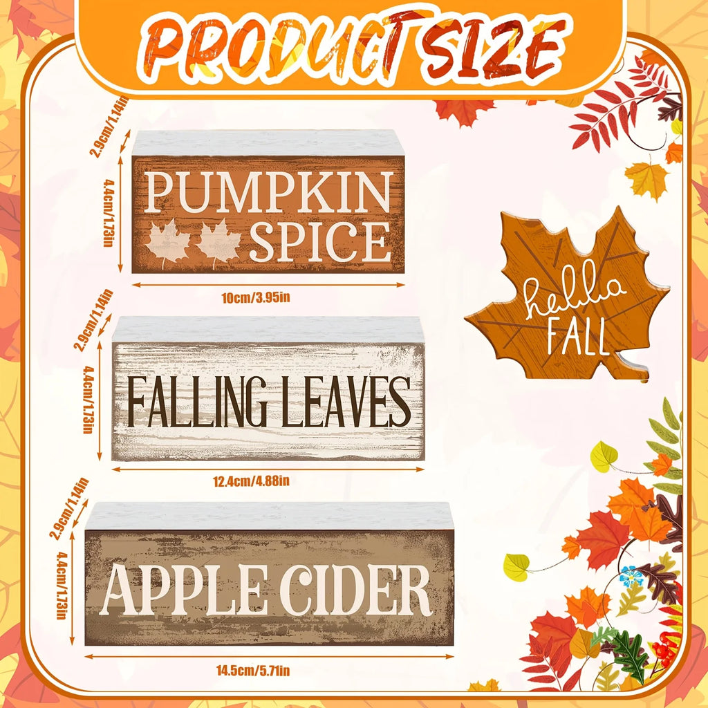 4pcs Fall Tiered Tray Decor Set – Rustic Maple Leaf Wood Signs Seasonal Tray Decor Richie's