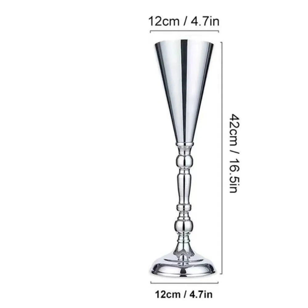 Golden Iron Flower Vase European Wedding Candle Holder Stand Decorative Flower Vase Richie's Silver L