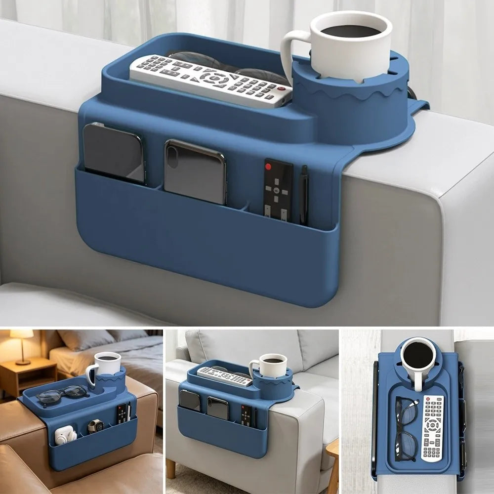 Silicone Sofa Cup Holder Non-Slip Armrest Tray with Side Pocket Sofa Armrest Tray Richie's