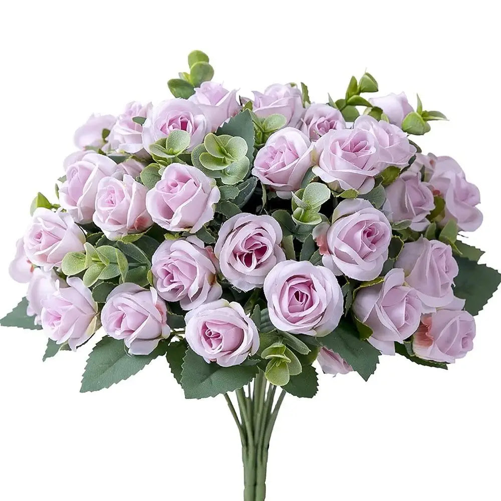 Artificial Eucalyptus Rose Bouquet – Lifelike Floral Décor Artificial Flower Bouquet Richie's purple