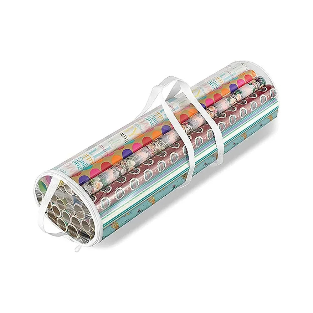 Wrapping Paper Storage Box with Handle | Portable Roll Holder Gift Wrap Organizer Richie's White Bag 1 Pc