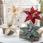 Glitter Poinsettia Artificial Christmas Flower 26cm Decoration Artificial Christmas Flower Richie's
