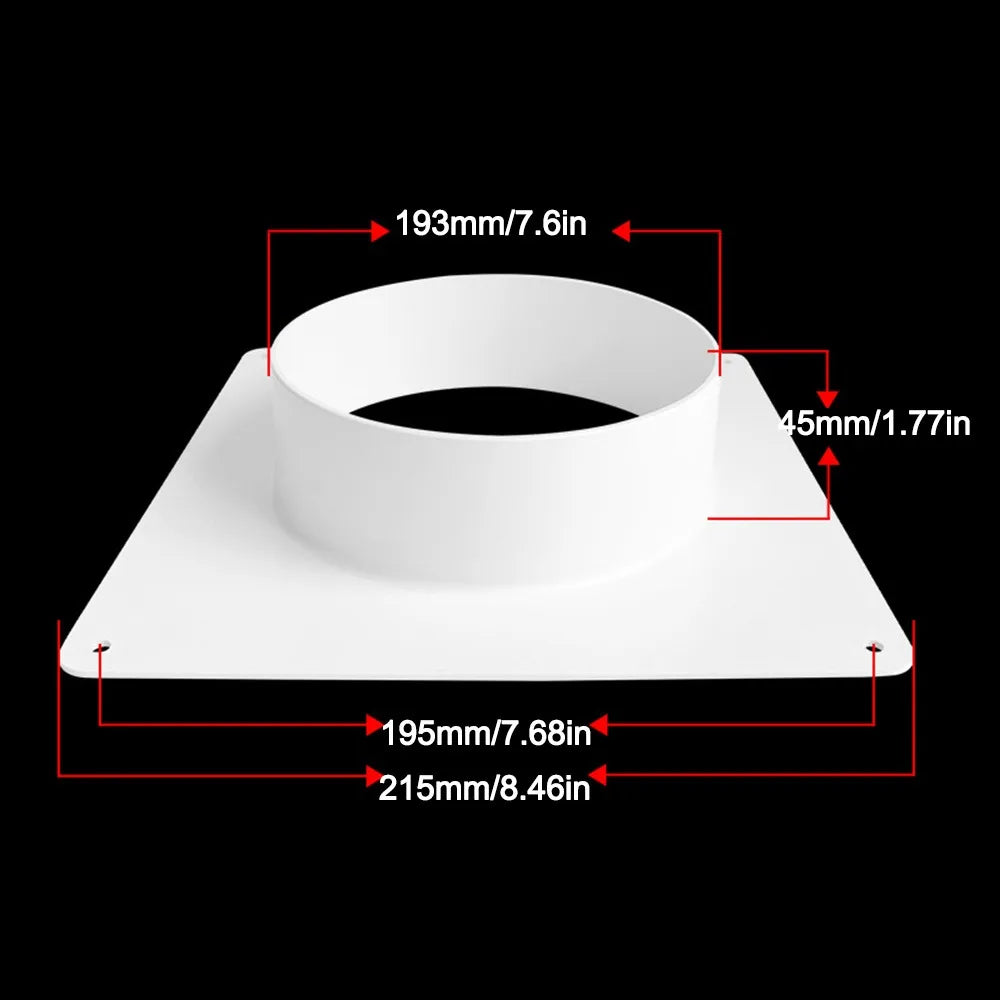Plastic Vent Pipe Adapter Flange Connector | Wall-Mount Ducting Vent Pipe Adapter Richie's White-200mm