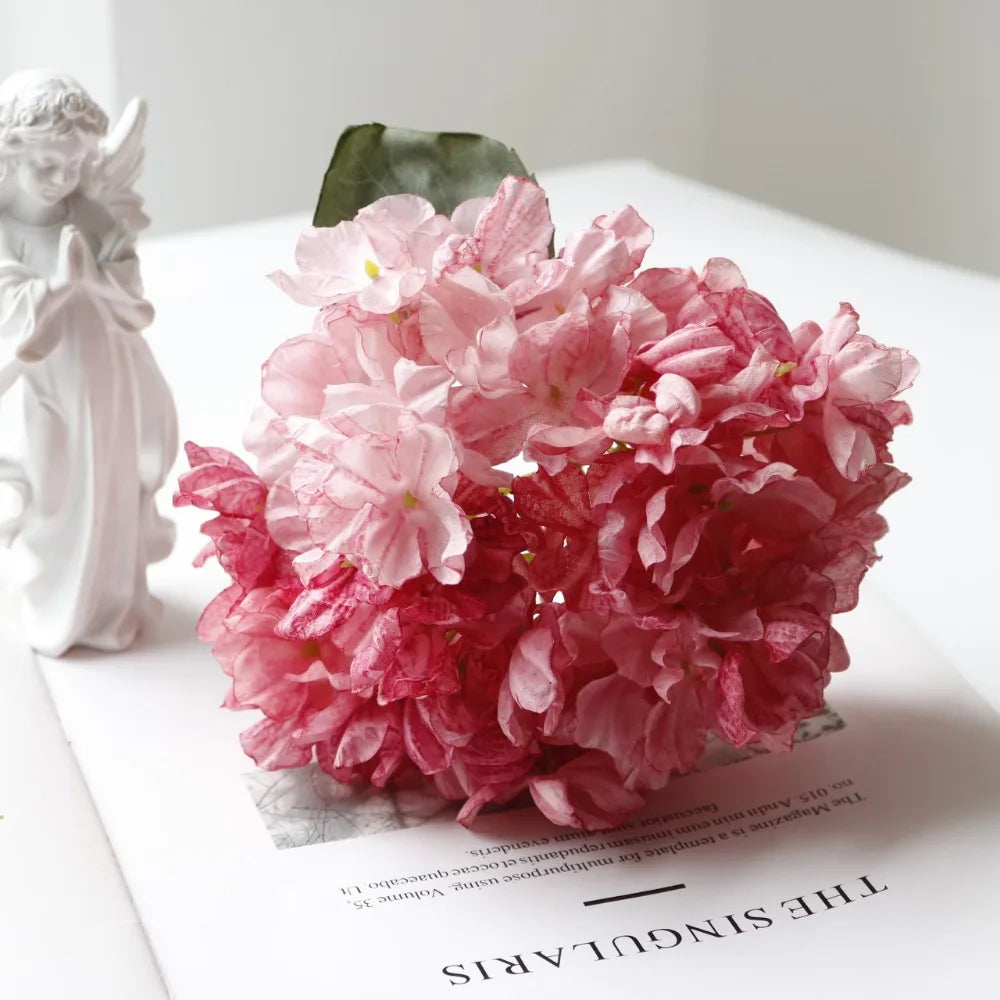 Silk Burnt Edge Hydrangea Artificial Flowers – 10 Colors Artificial Flowers Richie's Dark Pink