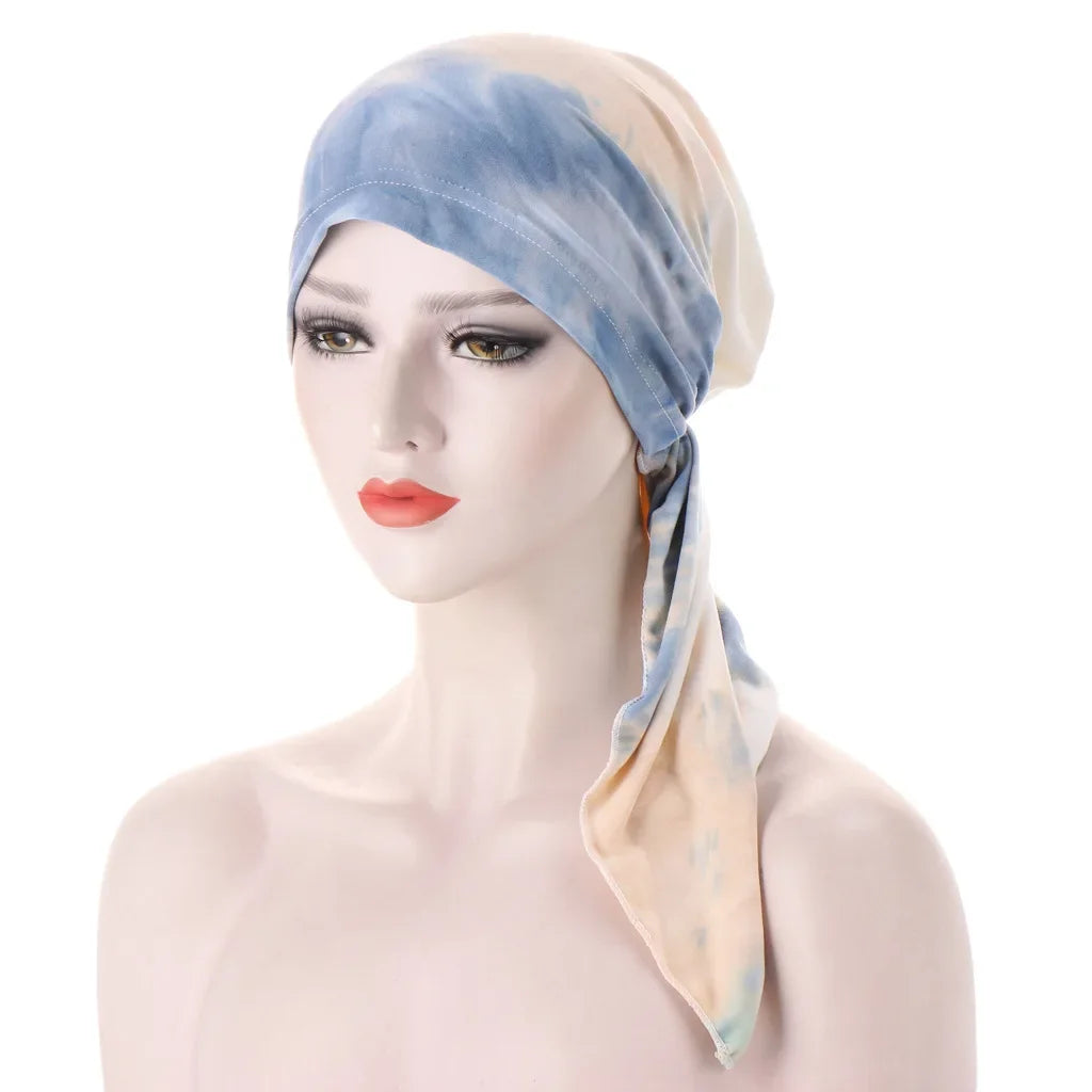 Women's Printed Pre-Tied Turban Cap Hijab Headscarf Bandana Turban Headscarf Cap Richie's light gray beige